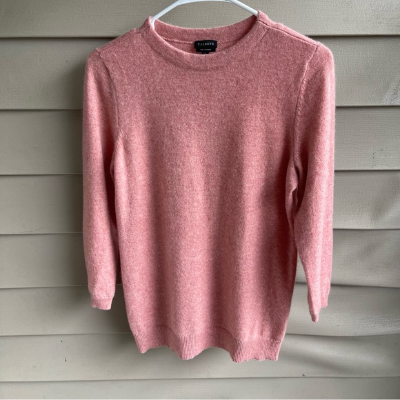Talbots Womens Pure Cashmere 3/4 Sleeve Crewneck Sweater Pink M Luxury Carrier - Picture 1 of 8